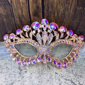 Gold Masquerade Mask, Crystal Mask Rhinestone, Venetian, Party, Mardi Gras, Gift